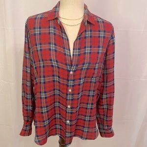 Frank & Eileen “Eileen” modal flow red plaid button up, size XS